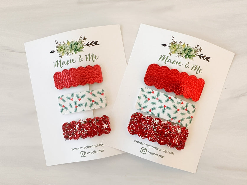 Set of 3 Snap Clips - Christmas Gloss