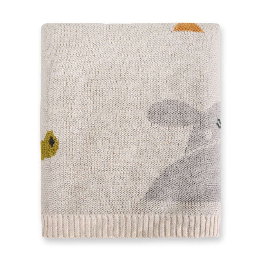 Organic Jacquard Sweater Knit Baby Blanket - Jungle Friends