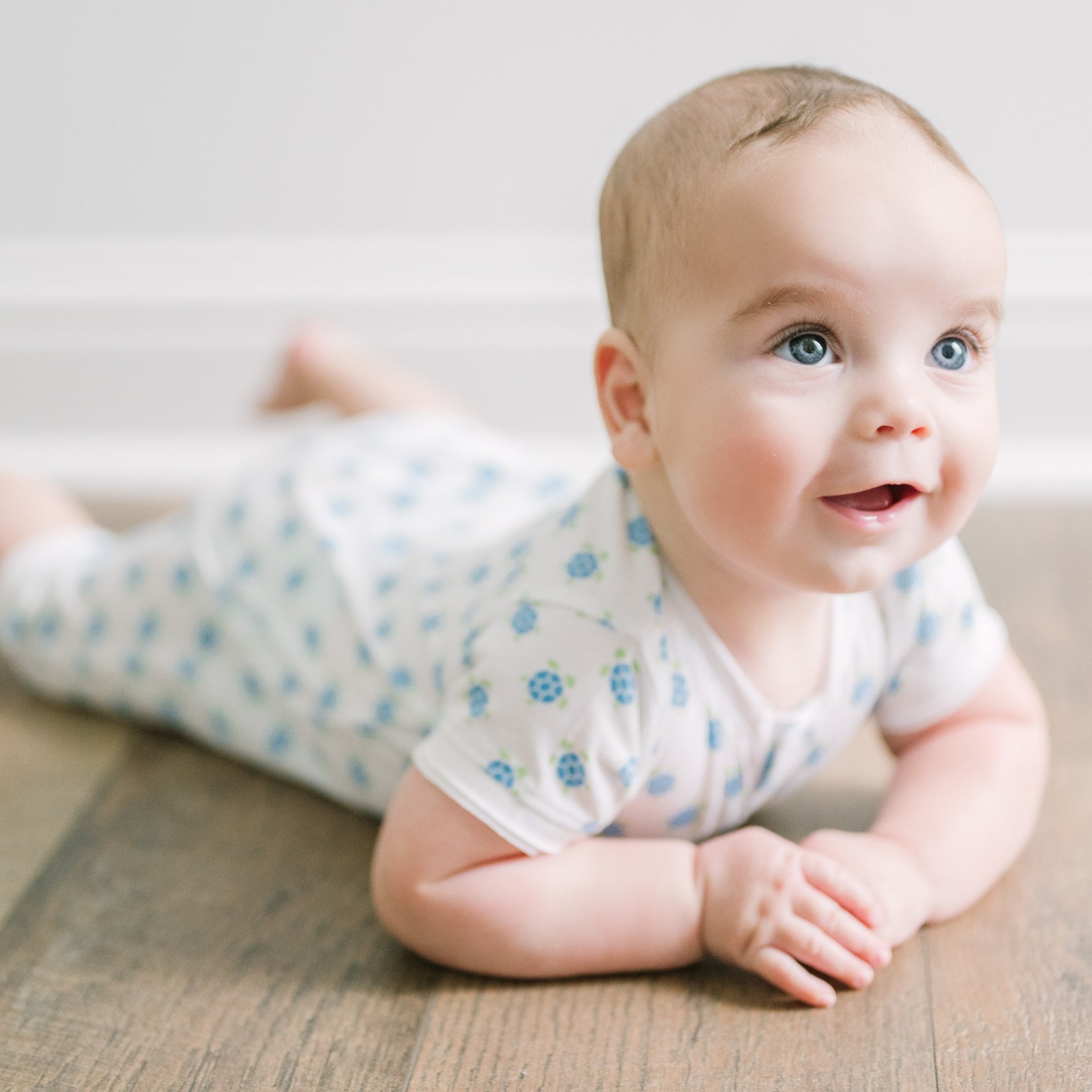 Henley Romper - Sea Turtle Tango on White