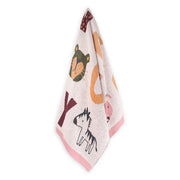 Organic Jacquard Sweater Knit Baby Blanket - Alphabet Blush