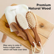 Baby Hair Brush and Comb Set - Dark Walnut
