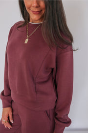 Luxe Nursing Lounge Crewneck - Plum