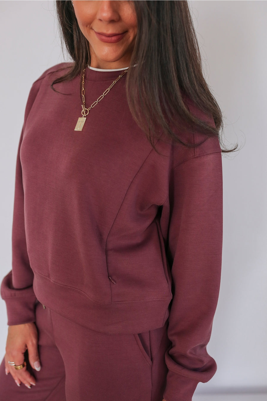 Luxe Nursing Lounge Crewneck - Plum