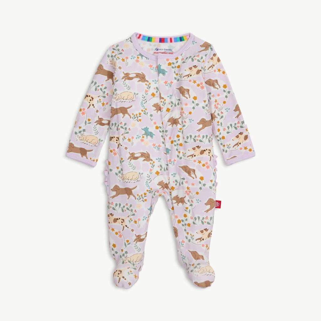 Modal Magnetic Ruffle Footie - Best Fur-End – Green Bean Baby Boutique