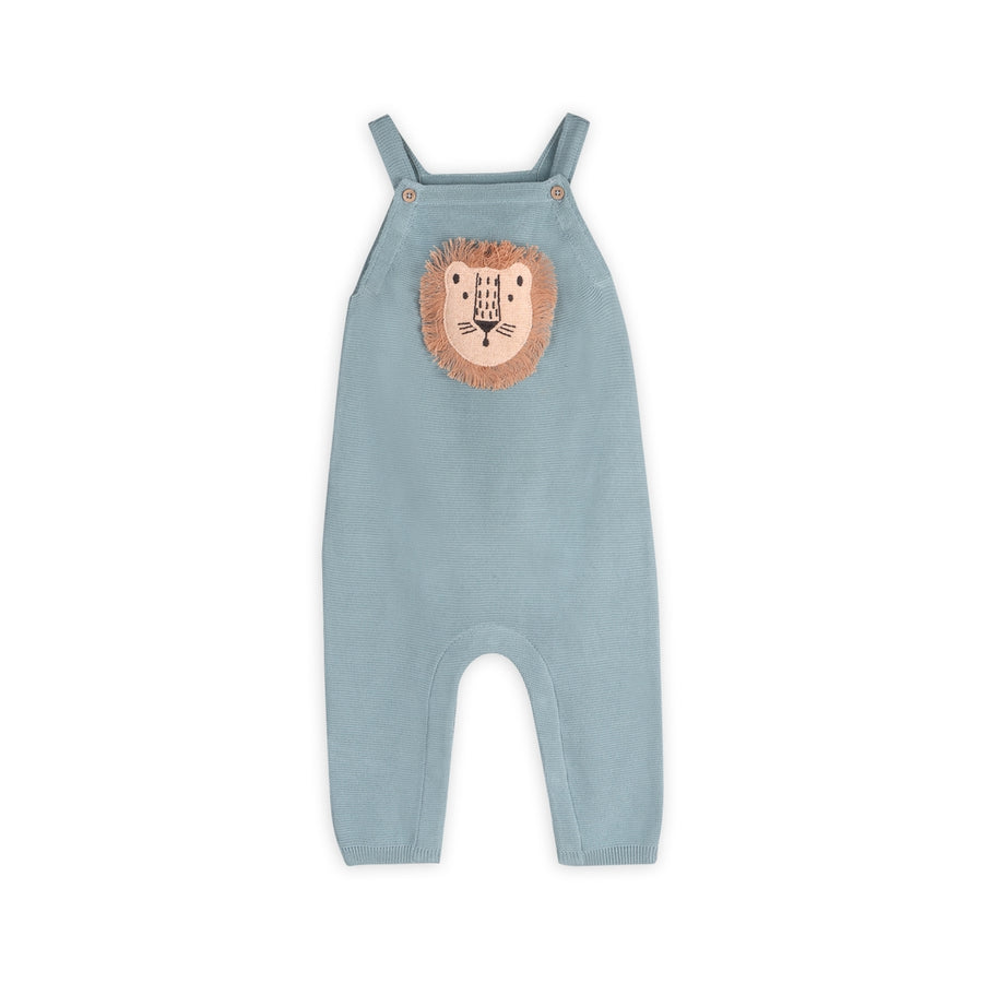 Lion Applique Sweater Knit Baby Overall Set