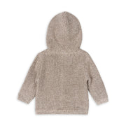 Organic Classic Chunky Knit Baby Hooded Jacket - Cocoa Heather Mix