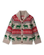 Winter Elk Shawl Collar Cardigan - Oatmeal