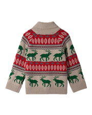 Winter Elk Shawl Collar Cardigan - Oatmeal