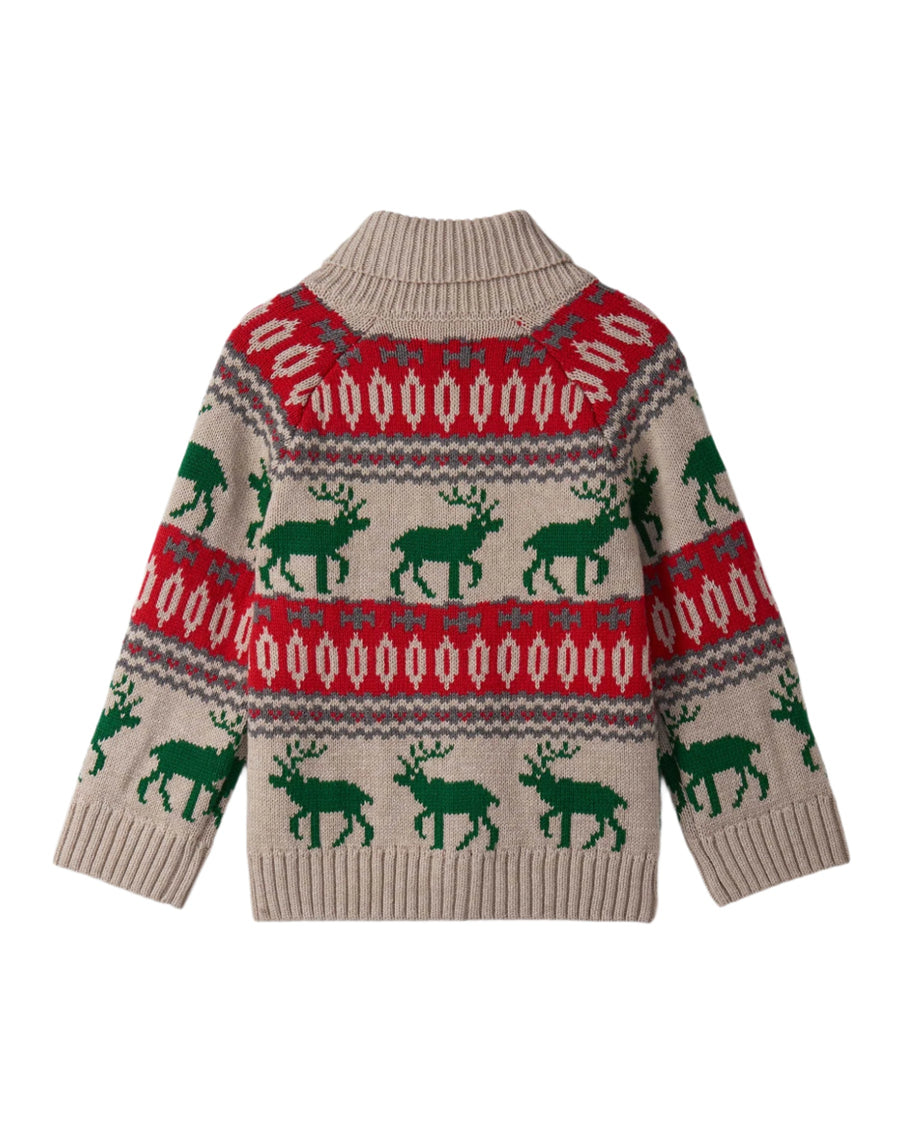 Winter Elk Shawl Collar Cardigan - Oatmeal