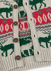 Winter Elk Shawl Collar Cardigan - Oatmeal