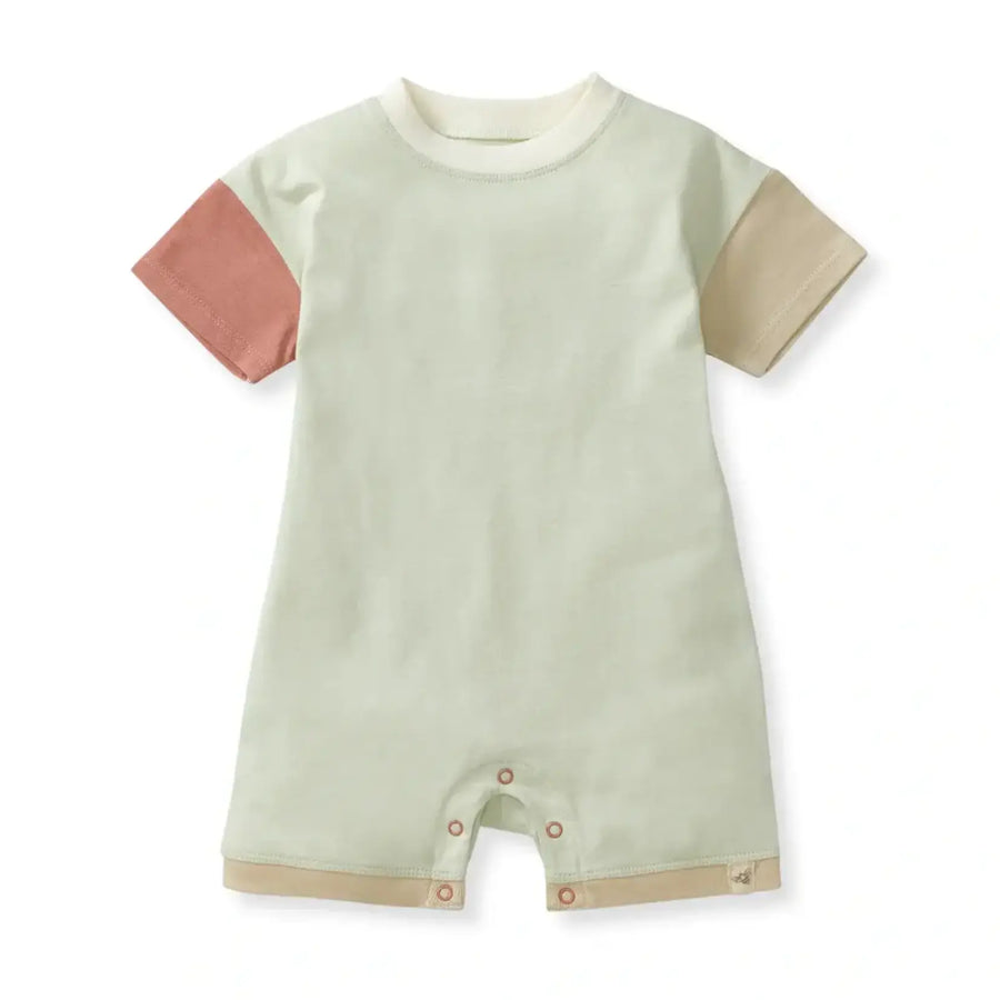 Color Blocked Baby Boy Romper - Green Wash