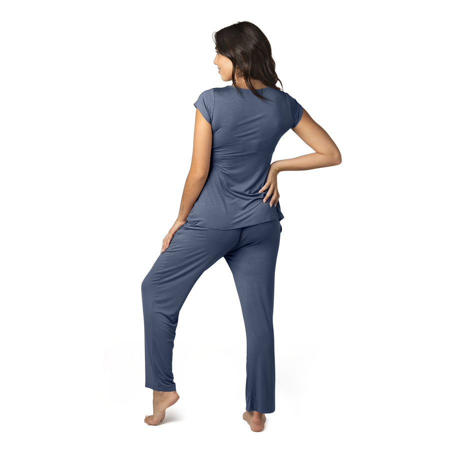 Davy Ultra Soft Maternity & Nursing Pajamas Sleepwear Set - Slate Blue