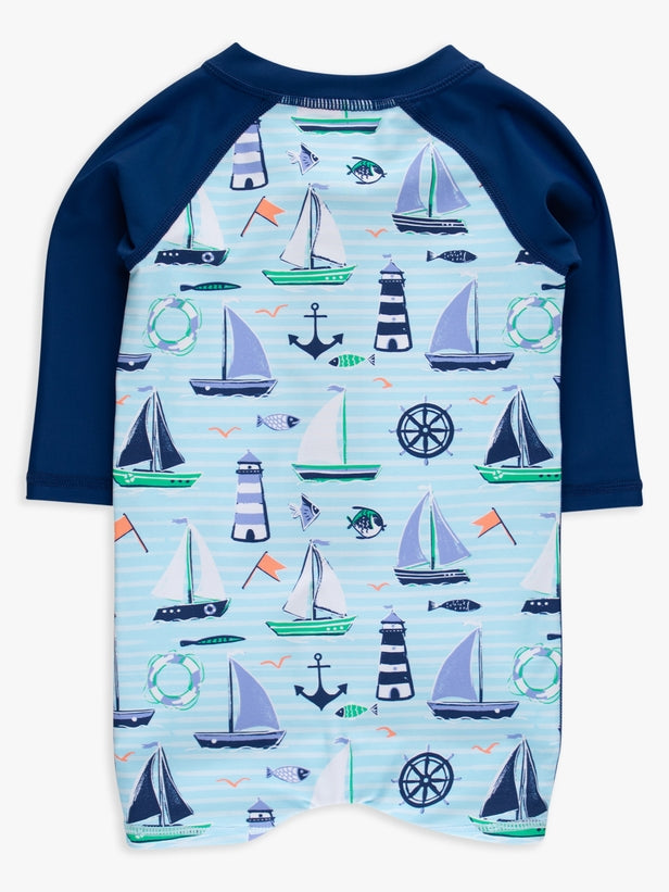 Blue Sweet Sails Long Sleeve Sunsuit