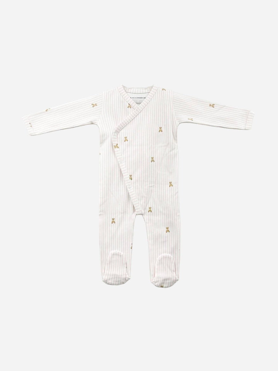 Teddy Bear Knit Wrap Kimono Romper - Pink