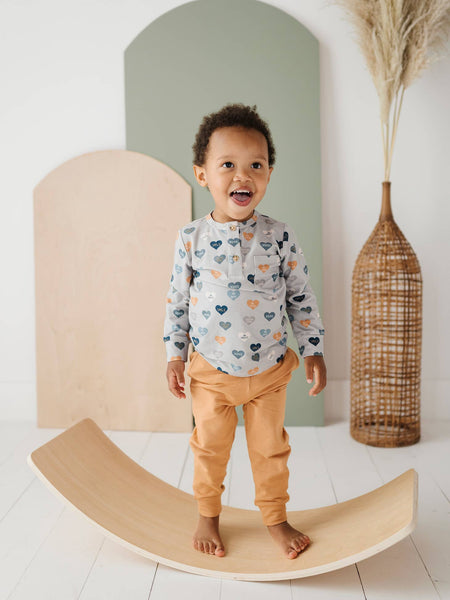 Long Sleeve Henley Shirt - Boy's Hearts