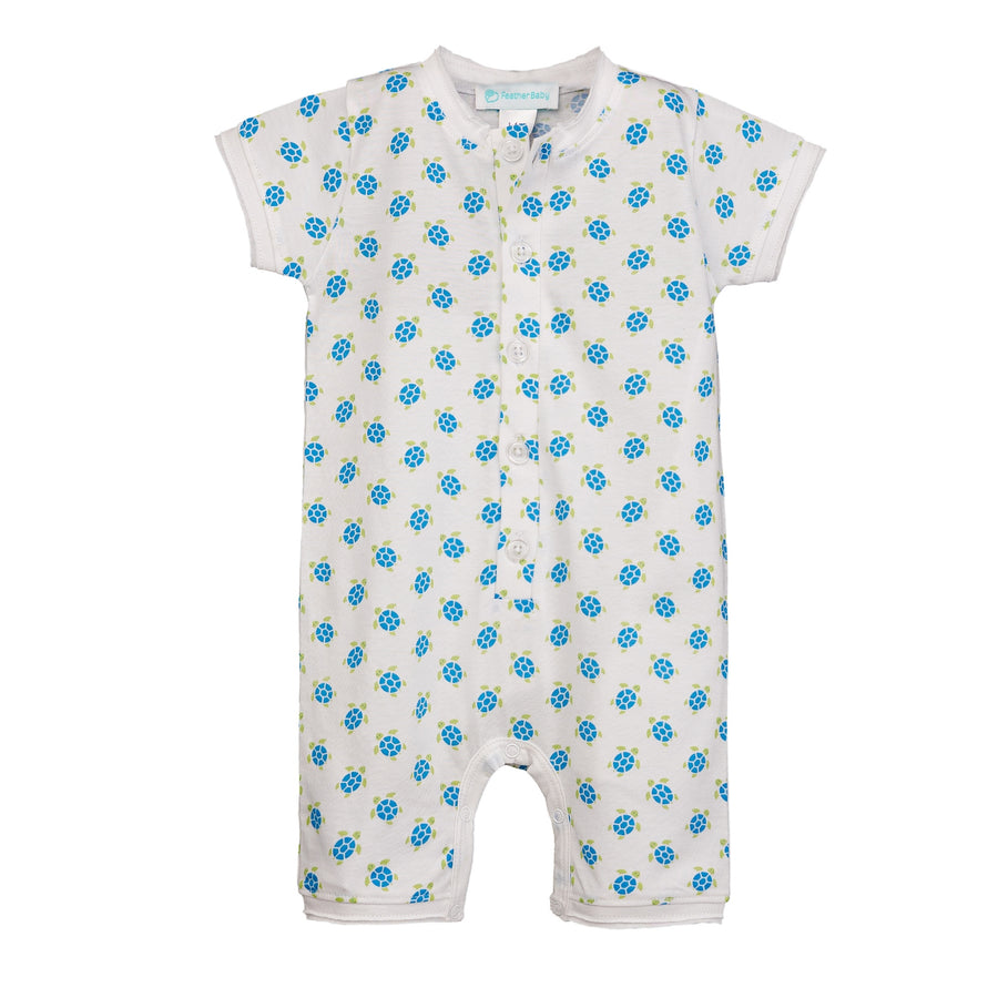 Henley Romper - Sea Turtle Tango on White