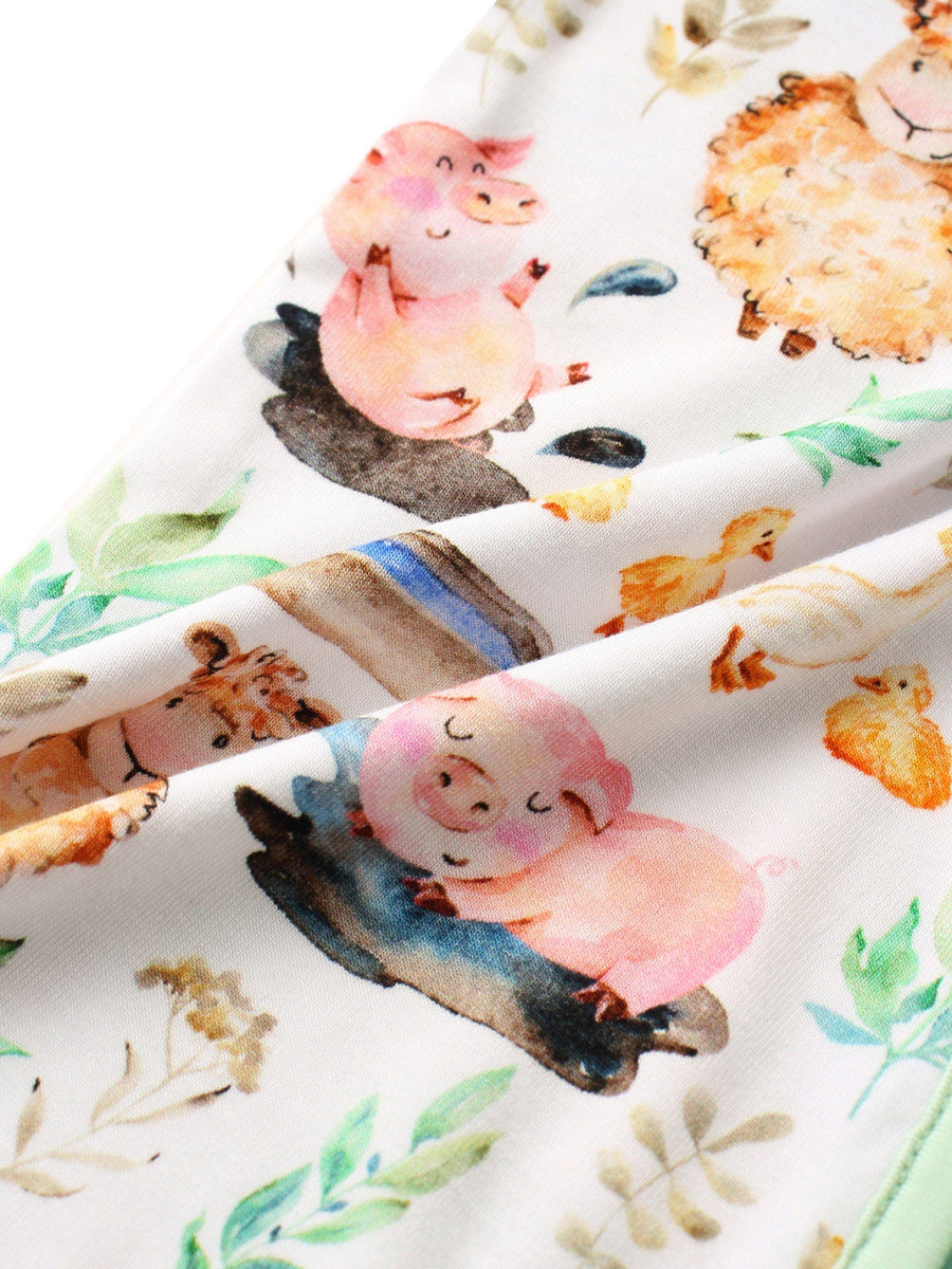 Posh TOT Farmyard Fun Bamboo Baby Convertible Zippy Romper