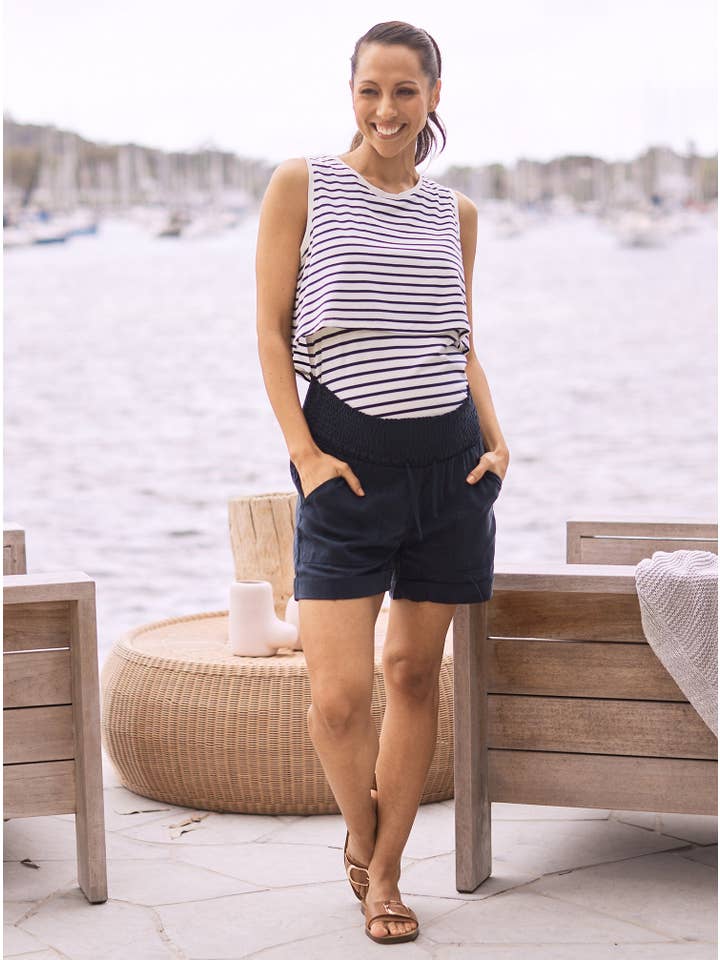 Maternity Tencel Summer Shorts - Navy