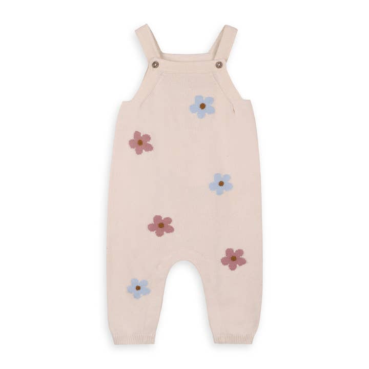 Grace Flower Jacquard Knit Baby Overall & Bodysuit Set