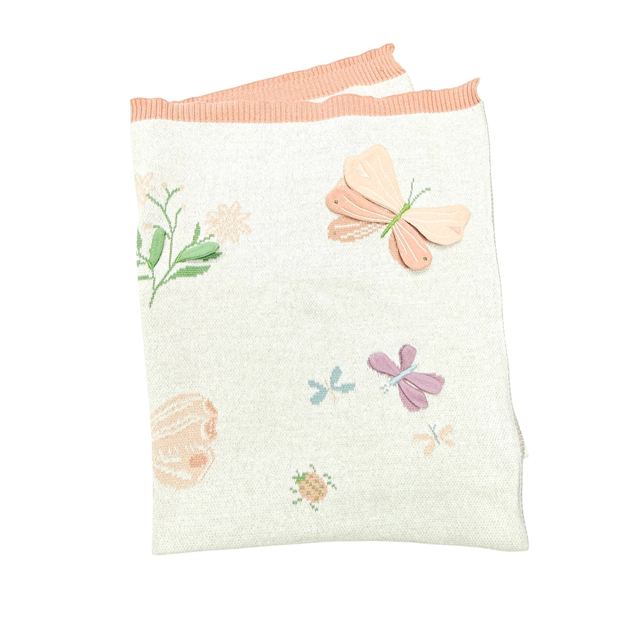 3D Organic Jacquard Knit Baby Blanket - Bloom Butterfly