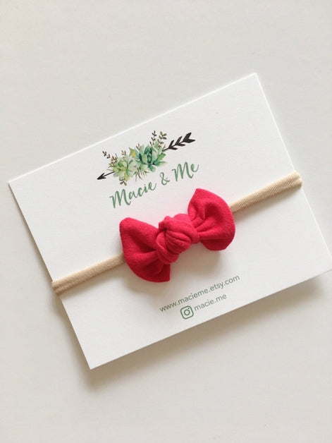 Tied Bow on Nylon Headband - Various Colors