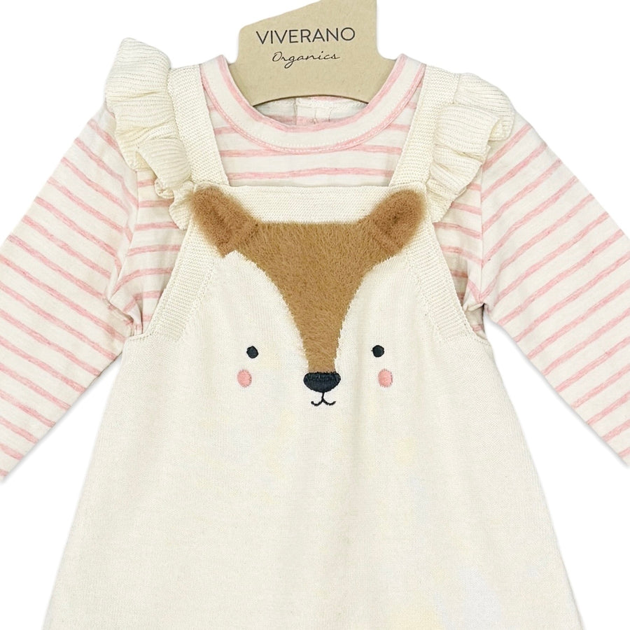 Furry Fox Jacquard Knit Baby Tunic Dress Set
