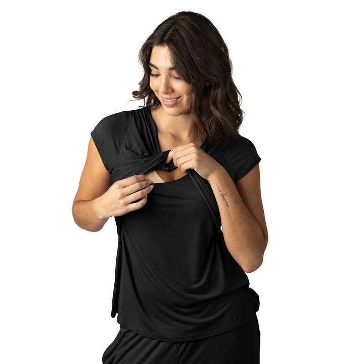 Davy Ultra Soft Maternity and Nursing Pajamas Set - Black
