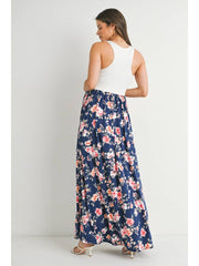 Floral Maternity Maxi Dress with Scoop Neck