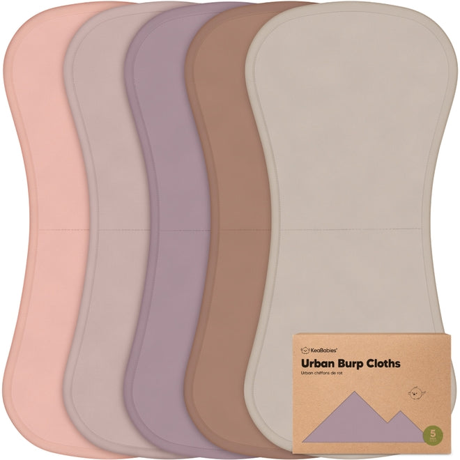 Organic Urban Burp Cloths - Mauve - Set of 5