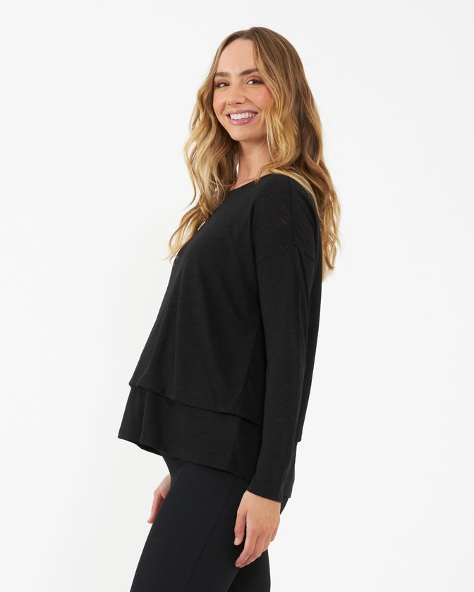 Jazmin Long Sleeve Nursing Top - Black