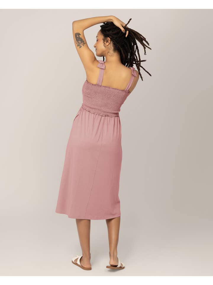 Sienna Smocked Maternity & Nursing Dress - Light Mauve