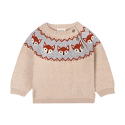 Fox Fair Isle Knit Sweater Organic Cotton Pullover