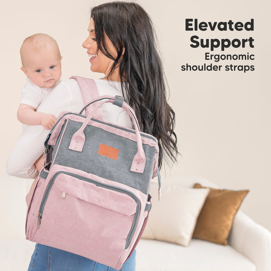 Original Diaper Backpack with Changing Pad - Pink Gray