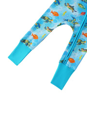 Posh TOT Sea Turtle Bamboo Baby Convertible Zippy Romper