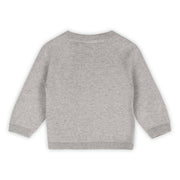 Skating Polar Bear Jacquard Knit Organic Cotton Pullover - Heather Grey