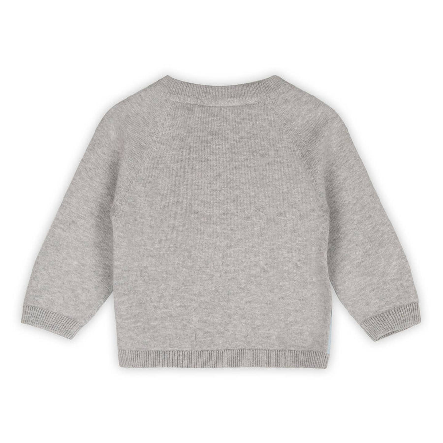 Skating Polar Bear Jacquard Knit Organic Cotton Pullover - Heather Grey
