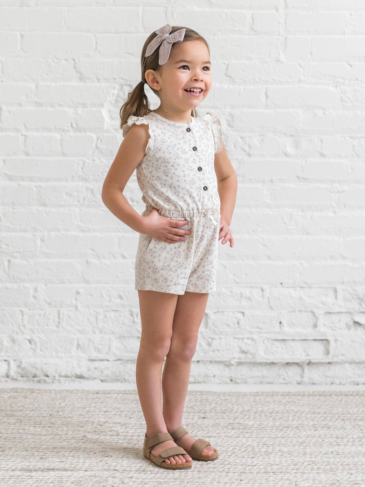 Organic Cotton Shaye Romper - Maria Floral / Lilla