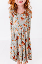 Long Sleeve Bamboo Dress - Horsin' Around