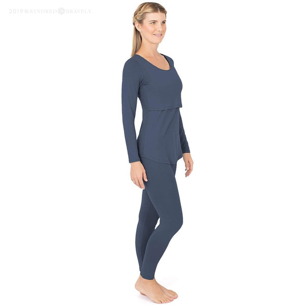 Jane Nursing Pajama Set - Slate Blue