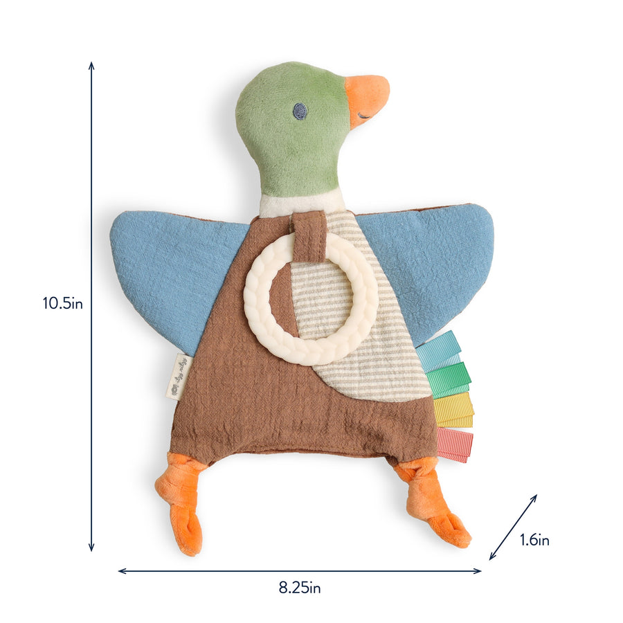 Bitzy Crinkle Sensory Toy with Teether - Mallard Duck