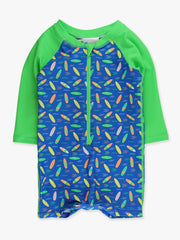 Neon Surfs Up Surfboard Long Sleeve Sunsuit