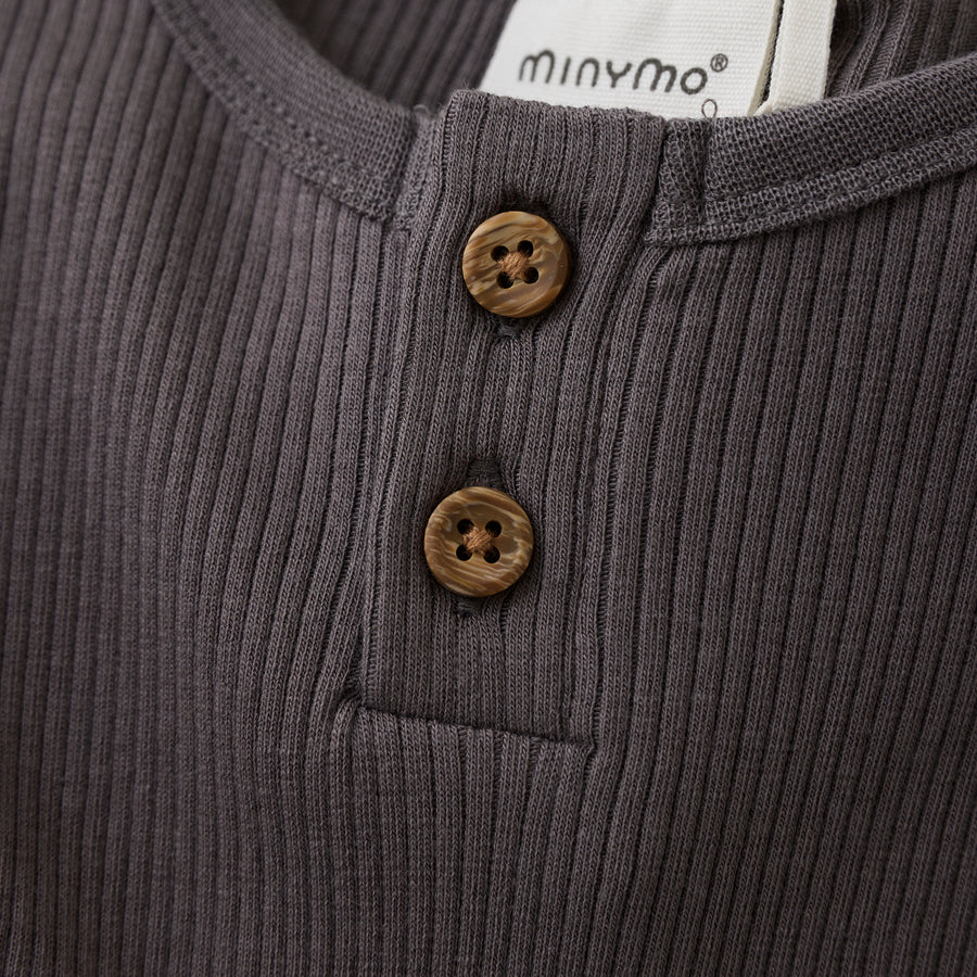 Long Sleeve Ribbed Bodysuit - Dark Gull