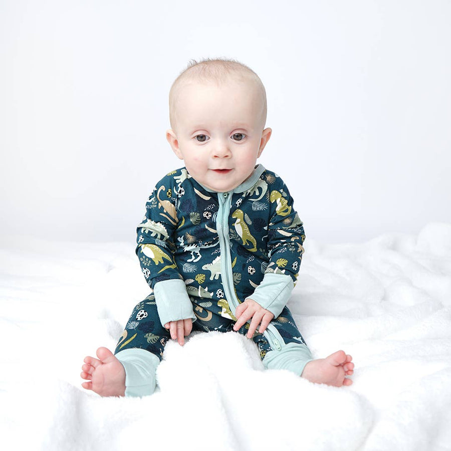 Bamboo Baby Convertible Romper - Prehistoric Friends Dinosaur