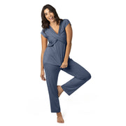 Davy Ultra Soft Maternity & Nursing Pajamas Sleepwear Set - Slate Blue
