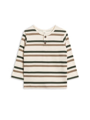 Reef Long Sleeve Henley - Trevor Stripe/Pine + Taupe