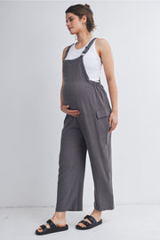 Straight Leg Maternity Adjustable Overalls - Dark Grey