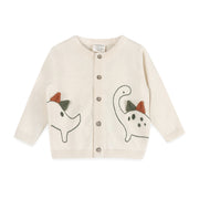 Organic Cotton 3D Embroidered Baby Knit Cardigan - Dino