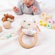 Floral Bunny Wooden and Plush Teether