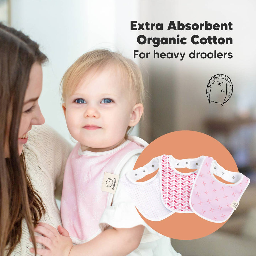 8 Pack Organic Cotton Drool Bibs - Blush