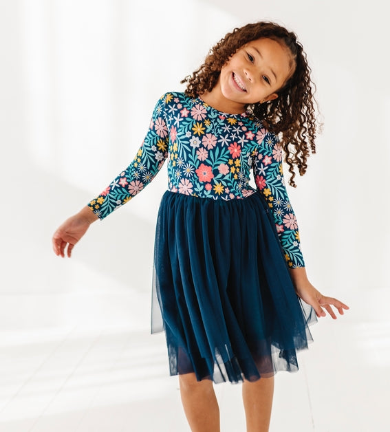 Bamboo + Tulle Dress - Navy Floral - Maren